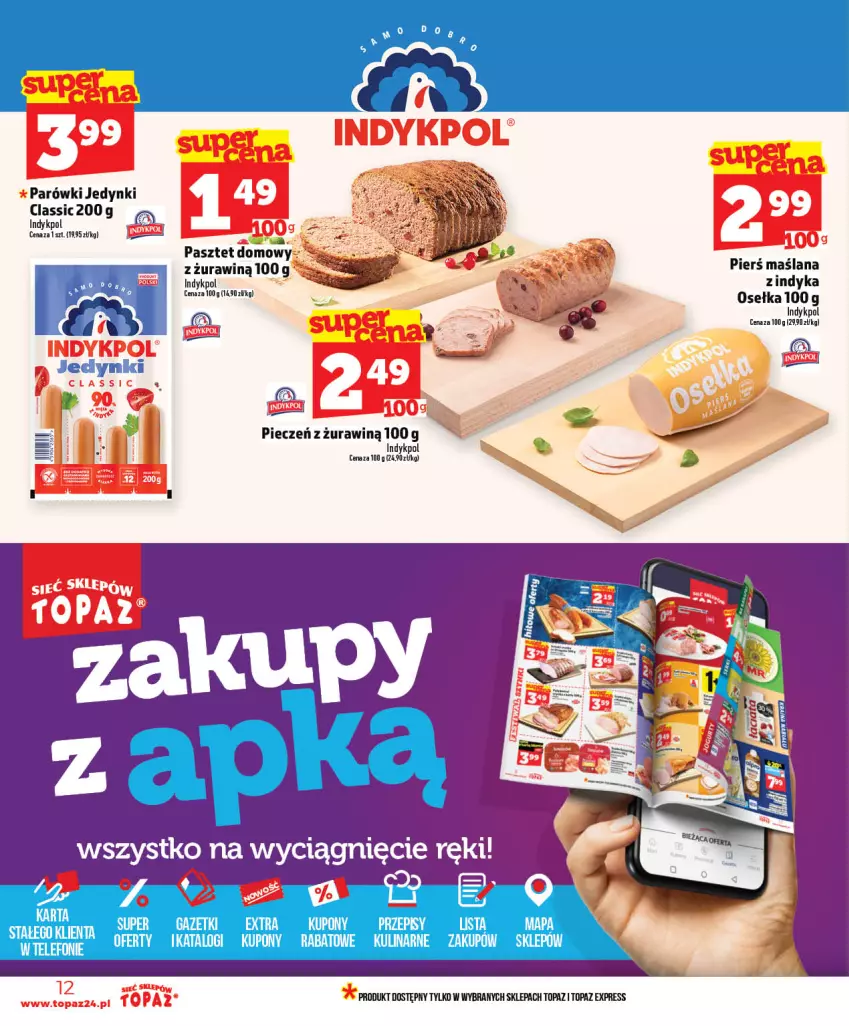 Gazetka promocyjna Topaz - Gazetka - ważna 07.05 do 13.05.2026 - strona 12 - produkty: Parówki, Piec, Top