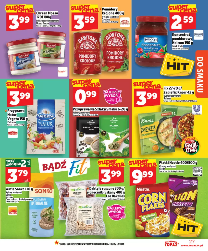 Gazetka promocyjna Topaz - Gazetka - ważna 07.05 do 13.05.2026 - strona 27 - produkty: Chrzan, Daktyle, Knorr, Podravka, Pomidory, Sonko, Top