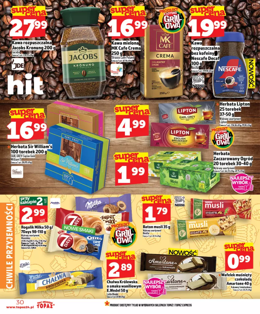 Gazetka promocyjna Topaz - Gazetka - ważna 07.05 do 13.05.2026 - strona 30 - produkty: Baton, Chałwa, Kakao, Milka, Mus, Rogal, Top