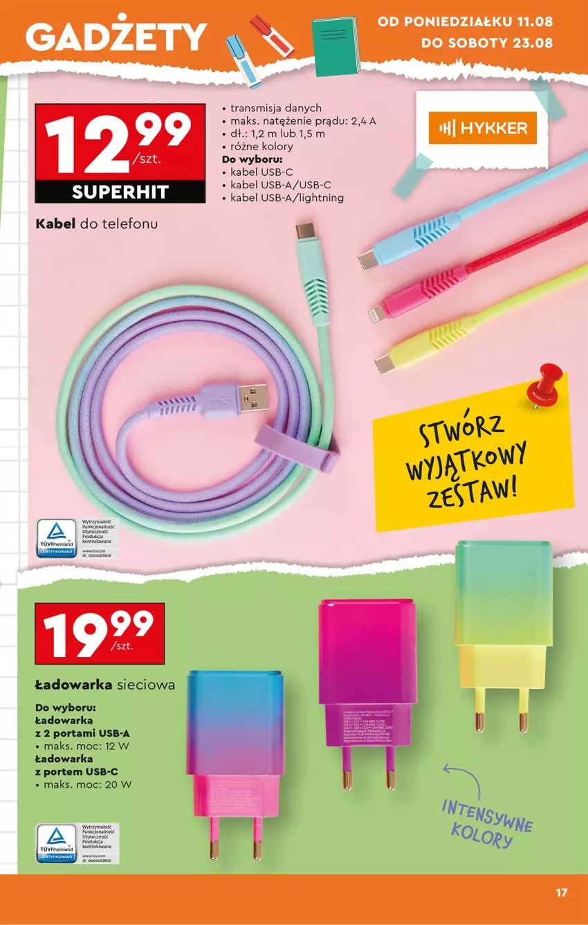 Gazetka promocyjna Biedronka - Okazje Tygodnia - ważna 11.08 do 23.08.2025 - strona 23 - produkty: Kabel USB, Por, Sos, Telefon, Tran, Warka