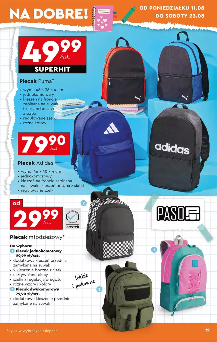 Gazetka promocyjna Biedronka - Okazje Tygodnia - ważna 11.08 do 23.08.2025 - strona 25 - produkty: Adidas, Plecak, Puma