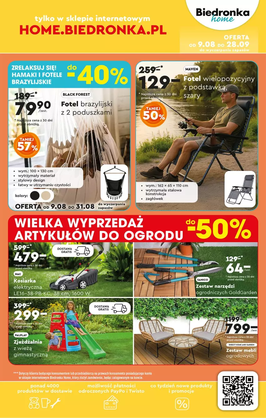 Gazetka promocyjna Biedronka - Okazje Tygodnia - ważna 11.08 do 23.08.2025 - strona 49 - produkty: Fa, Fotel, Gra, Kosiarka, Lack, Poduszka, Zagłówek, Zestaw narzędzi