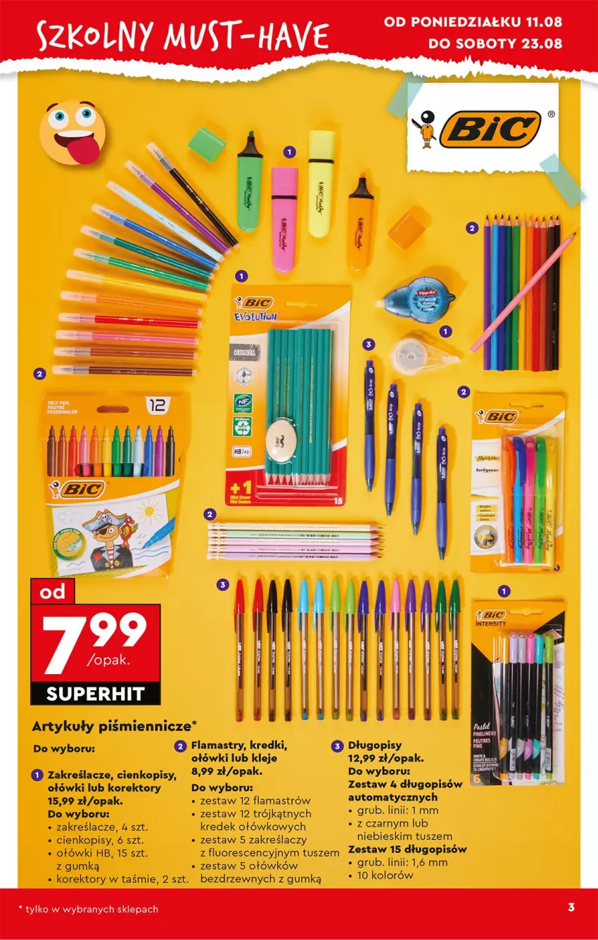 Gazetka promocyjna Biedronka - Okazje Tygodnia - ważna 11.08 do 23.08.2025 - strona 9 - produkty: Długopis, Flamastry, Klej, Tusz