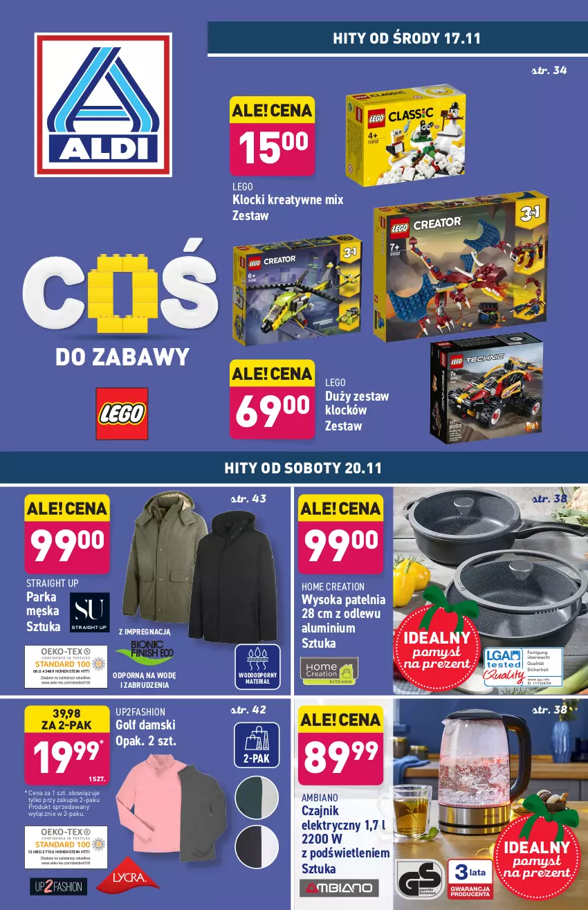 Gazetka promocyjna Aldi - Katalog Moda i Dom - ważna 15.11 do 20.11.2021 - strona 1 - produkty: Czajnik, Czajnik elektryczny, Fa, Klocki, LEGO, Parka, Patelnia, Por, Sok