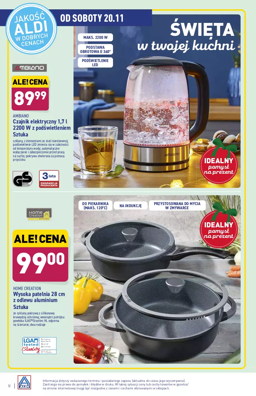 Gazetka promocyjna Aldi - Katalog Moda i Dom - ważna 15.11 do 20.11.2021 - strona 10 - produkty: Czajnik, Czajnik elektryczny, Gra, Patelnia, Piec, Piekarnik, Pokrywa, Por, Sok