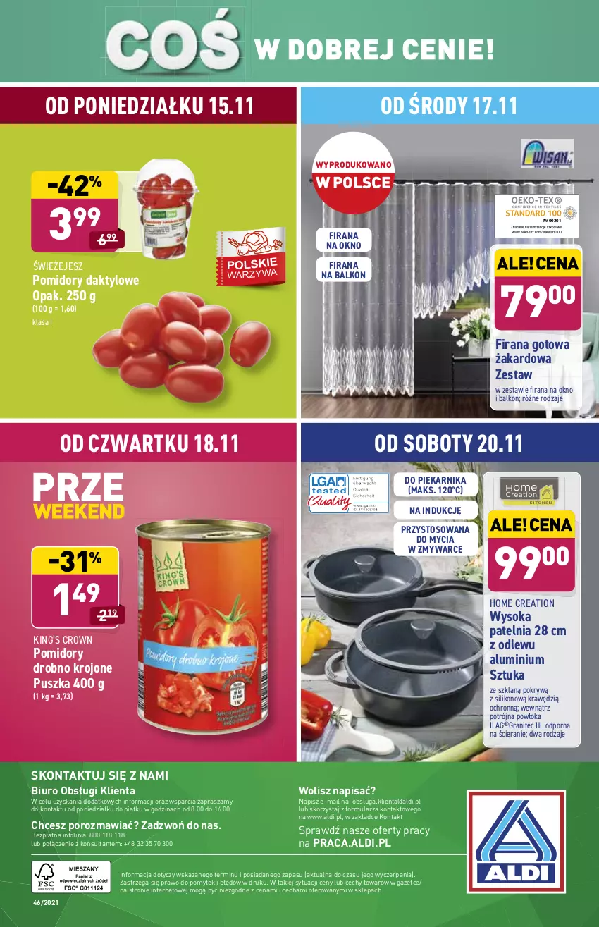 Gazetka promocyjna Aldi - Katalog Moda i Dom - ważna 15.11 do 20.11.2021 - strona 16 - produkty: Biuro, Firana, Gra, King’s Crown, O nas, Okno, Patelnia, Piekarnik, Pomidory, Por, Sok