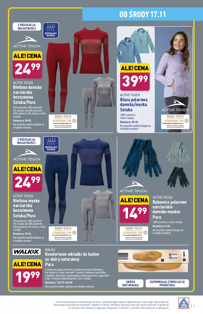 Gazetka promocyjna Aldi - Katalog Moda i Dom - ważna 15.11 do 20.11.2021 - strona 3 - produkty: Atomic, Bielizna, Bluza, Bluza polarowa, LG, Rękawice, Top, Wkładki