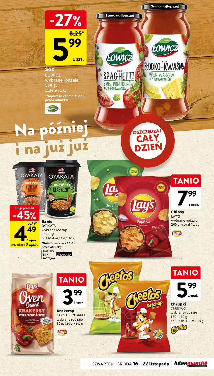 Gazetka promocyjna Intermarche - Gazetka Intermarche - ważna 16.11 do 22.11.2023 - strona 37 - produkty: Cheetos, Chipsy, Chrupki, Krakersy, Lay’s, Sos, Top