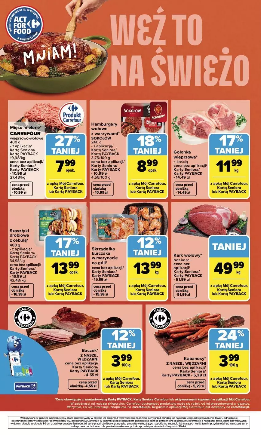 Gazetka promocyjna Carrefour - Gazetka Weź to na świeżo - ważna 01.06 do 06.06.2026 - strona 6 - produkty: Boczek, Golonka wieprzowa, Kark wołowy, Kurczak, Mięso, Sok, Sokołów, Warzywa