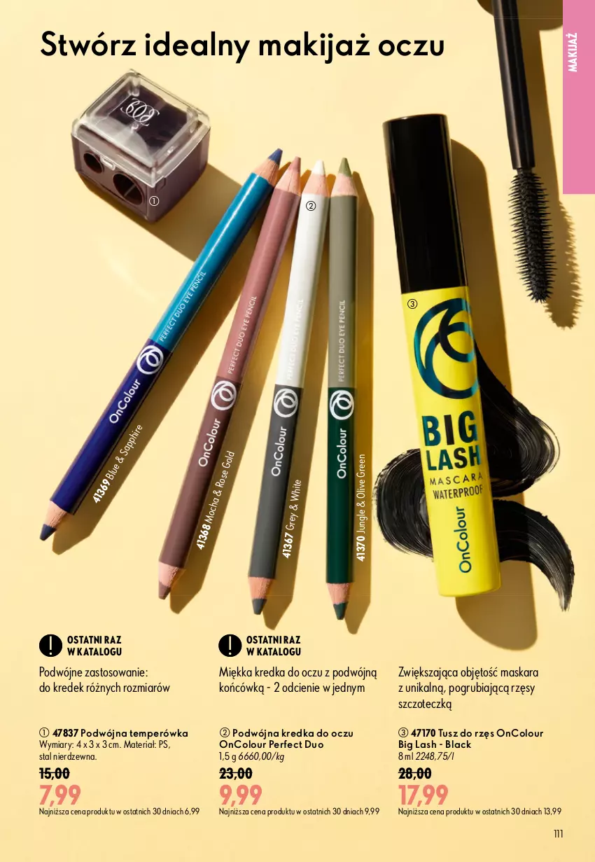 Gazetka promocyjna Oriflame - eKatalog 13 - ważna 09.09 do 29.09.2026 - strona 111 - produkty: Kredka, Lack, Makijaż, Maska, Maskara, OnColour, Tusz
