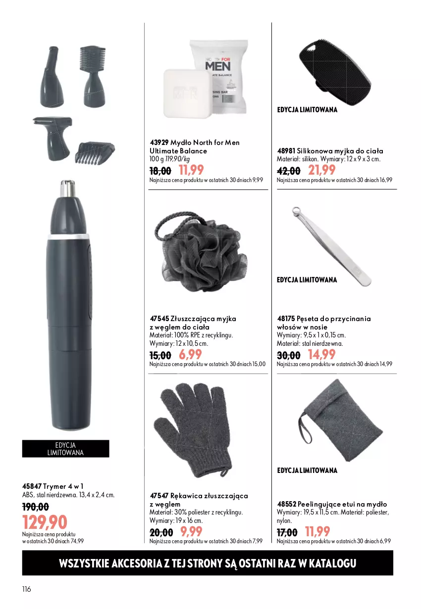 Gazetka promocyjna Oriflame - eKatalog 13 - ważna 09.09 do 29.09.2026 - strona 116 - produkty: Mydło, North for Men, Peeling, Pęseta, Silikonowa myjka