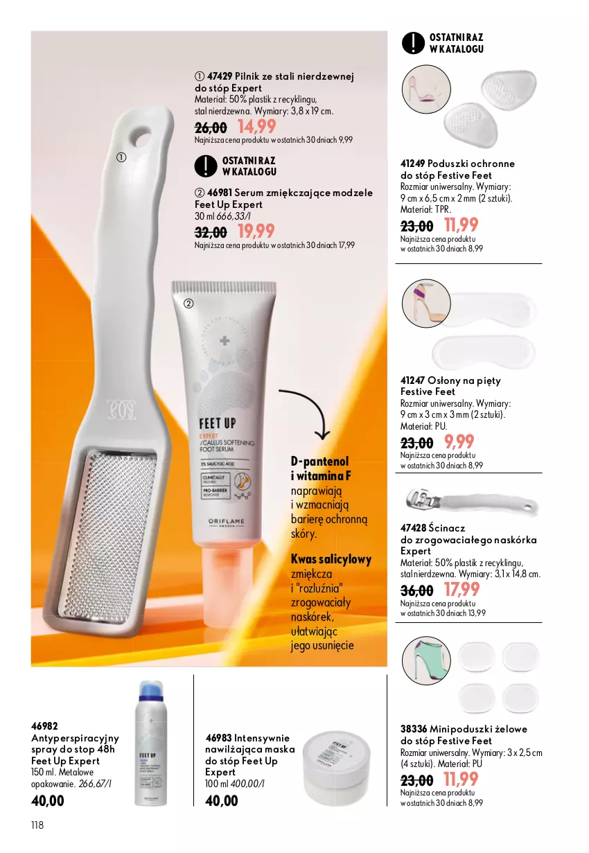 Gazetka promocyjna Oriflame - eKatalog 13 - ważna 09.09 do 29.09.2026 - strona 118 - produkty: Feet Up, Maska, Maska do stóp, O nas, Pilnik, Poduszki żelowe, Rum, Ser, Serum, Top