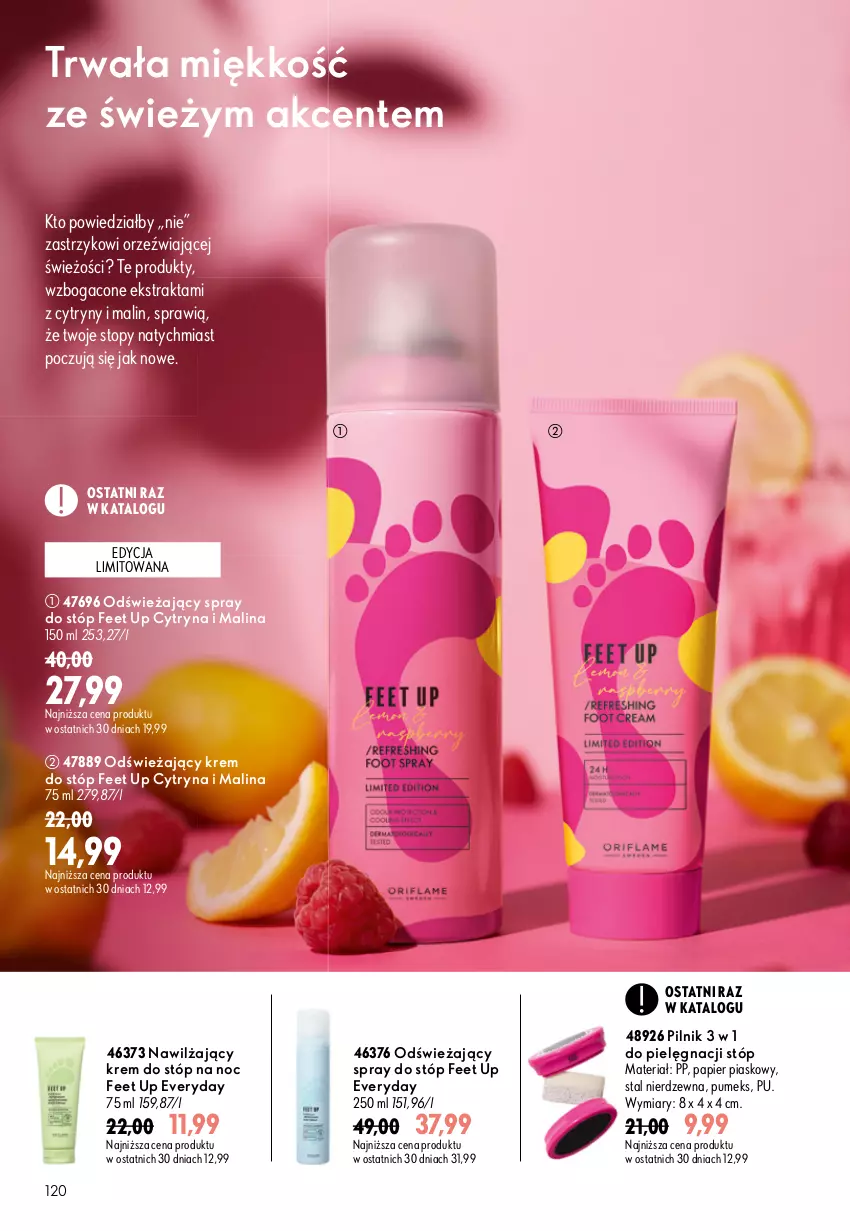 Gazetka promocyjna Oriflame - eKatalog 13 - ważna 09.09 do 29.09.2026 - strona 120 - produkty: Cytryny, Feet Up, Krem do stóp, Papier, Pilnik, Pumeks, Top