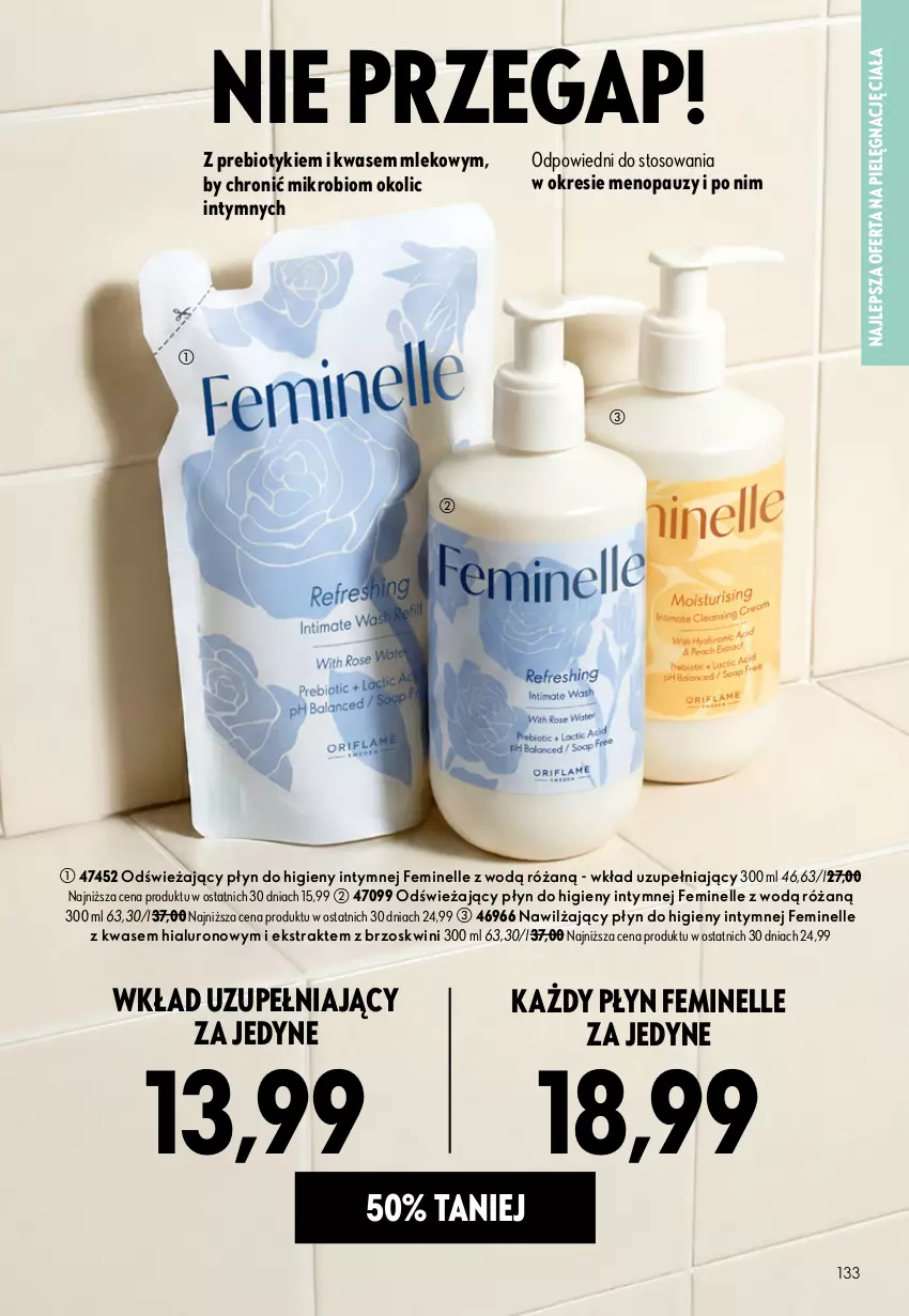 Gazetka promocyjna Oriflame - eKatalog 13 - ważna 09.09 do 29.09.2026 - strona 133 - produkty: Feminelle, Mleko, Płyn do higieny intymnej, Róża