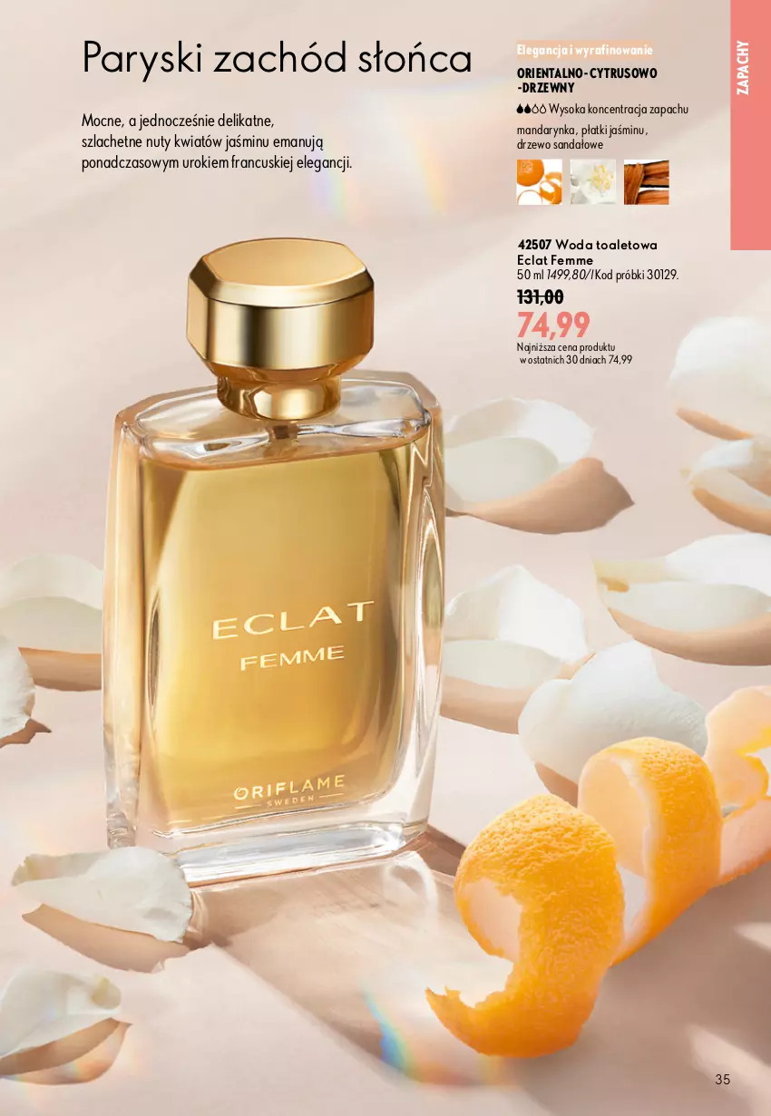 Gazetka promocyjna Oriflame - eKatalog 13 - ważna 09.09 do 29.09.2026 - strona 35 - produkty: Eclat, Nuty, Sandał, Sok, Woda, Woda toaletowa