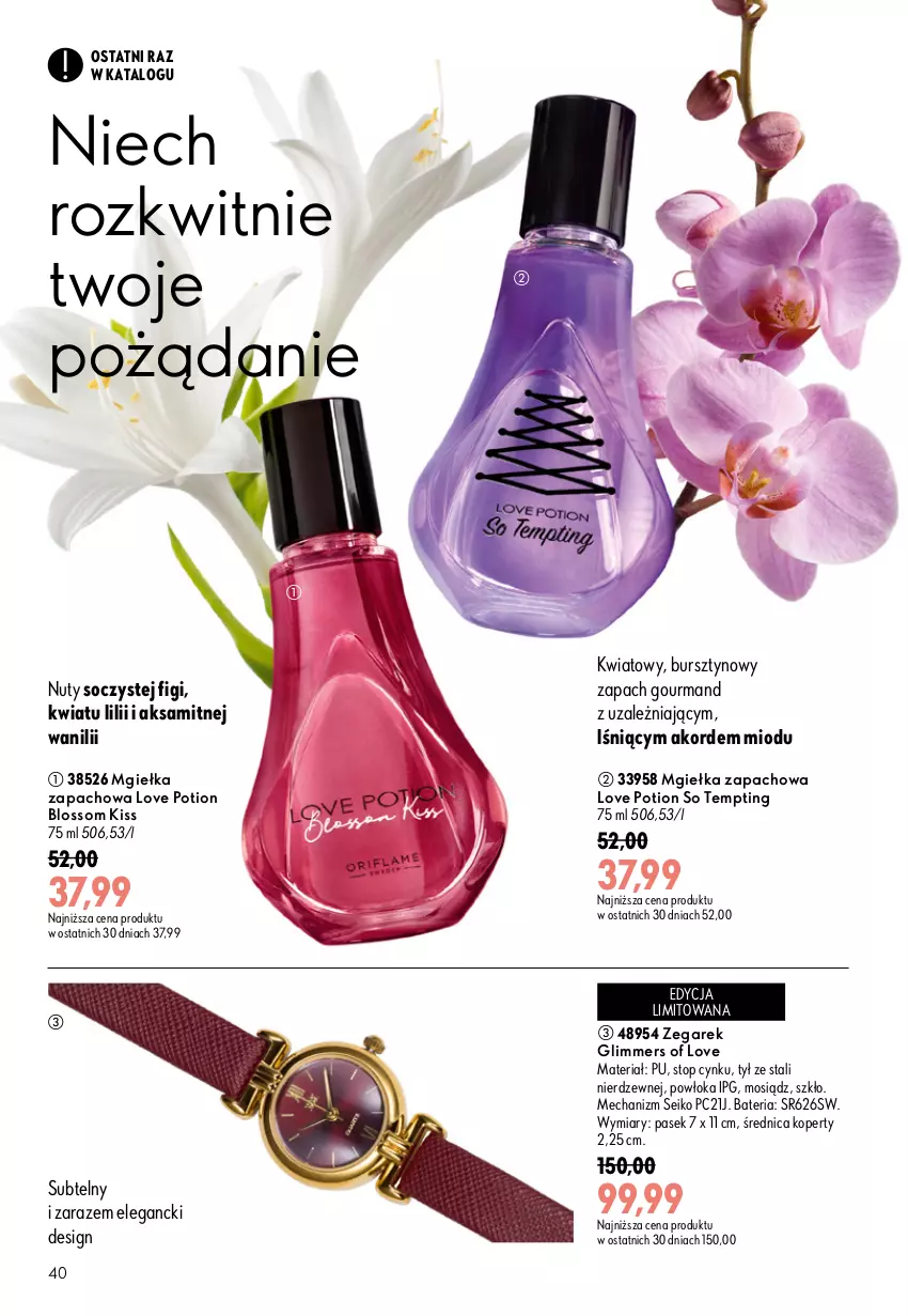 Gazetka promocyjna Oriflame - eKatalog 13 - ważna 09.09 do 29.09.2026 - strona 40 - produkty: Aksam, Bateria, Bursztyn, Cynk, Figi, Nuty, Pasek, Top, Zegar, Zegarek