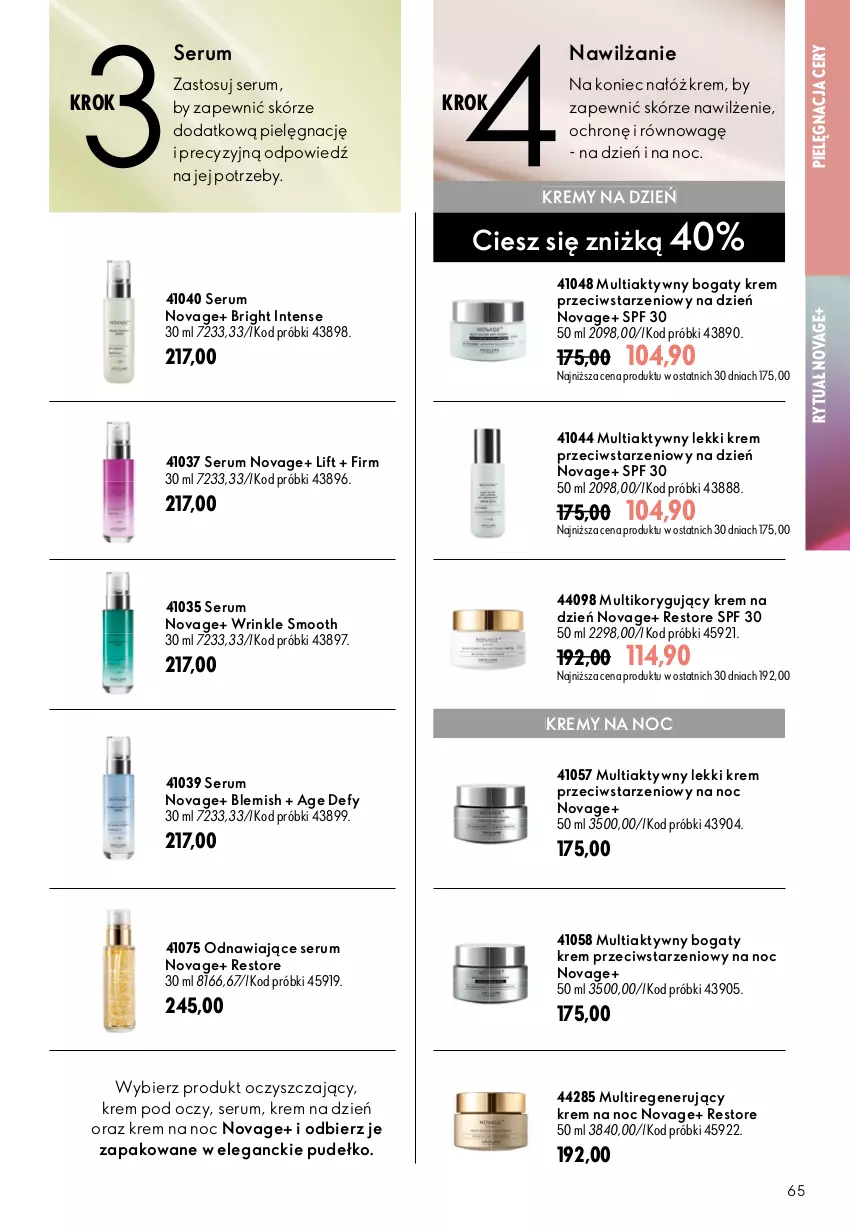 Gazetka promocyjna Oriflame - eKatalog 13 - ważna 09.09 do 29.09.2026 - strona 65 - produkty: Krem na dzień, Krem na noc, Krem pod oczy, NovAge, Pudełko, Rum, Ser, Serum