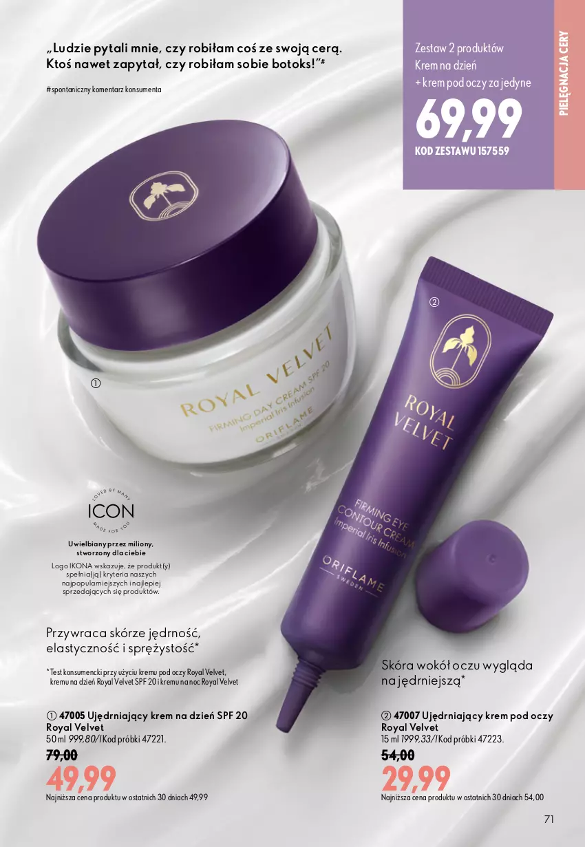 Gazetka promocyjna Oriflame - eKatalog 13 - ważna 09.09 do 29.09.2026 - strona 71 - produkty: Krem na dzień, Krem pod oczy, Lion, Royal Velvet, Velvet