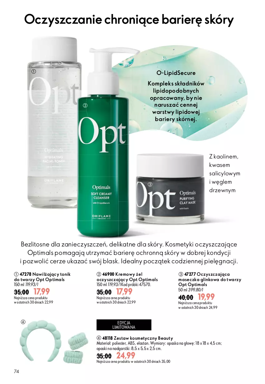 Gazetka promocyjna Oriflame - eKatalog 13 - ważna 09.09 do 29.09.2026 - strona 74 - produkty: Opaska, Optima, Optimals, Tonik, Tonik do twarzy