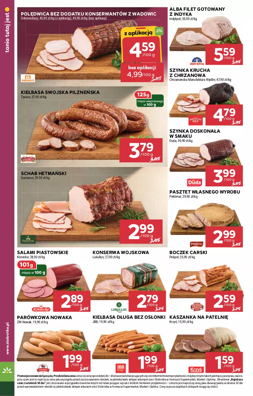 Gazetka promocyjna Stokrotka - Supermarket - ważna 12.02 do 18.02.2026 - strona 16 - produkty: Boczek, Cars, Chrzan, Duda, Fa, Kasza, Kaszanka, Kiełbasa, Mięso, NOWAK, Optima, Owoce, Pasztet, Pekpol, Piast, Polędwica, Salami, Ser, Szynka, Warzywa