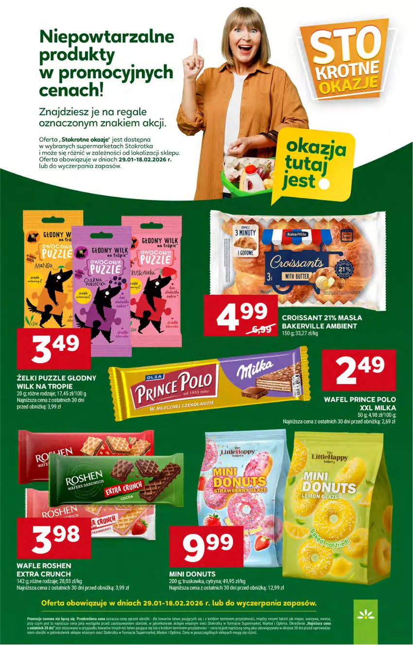 Gazetka promocyjna Stokrotka - Supermarket - ważna 12.02 do 18.02.2026 - strona 26 - produkty: Croissant, Donut, Nuty, Prince Polo, Puzzle, Wafle