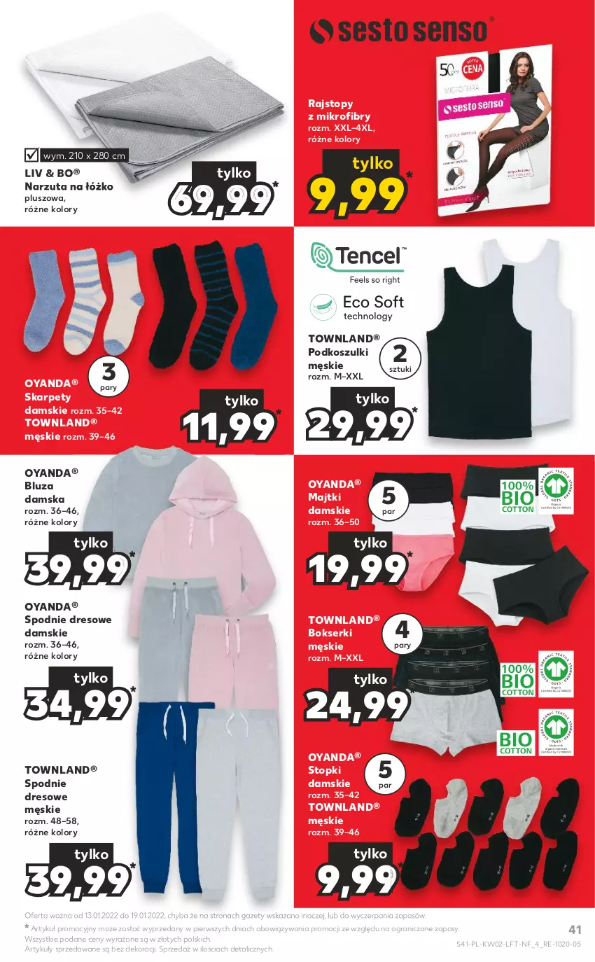 Gazetka promocyjna Kaufland - OFERTA TYGODNIA - ważna 13.01 do 19.01.2022 - strona 41 - produkty: Bluza, Bokserki, Dres, Gra, Karp, Kosz, Majtki, Narzuta, Rajstopy, Ser, Spodnie, Spodnie dresowe, Top