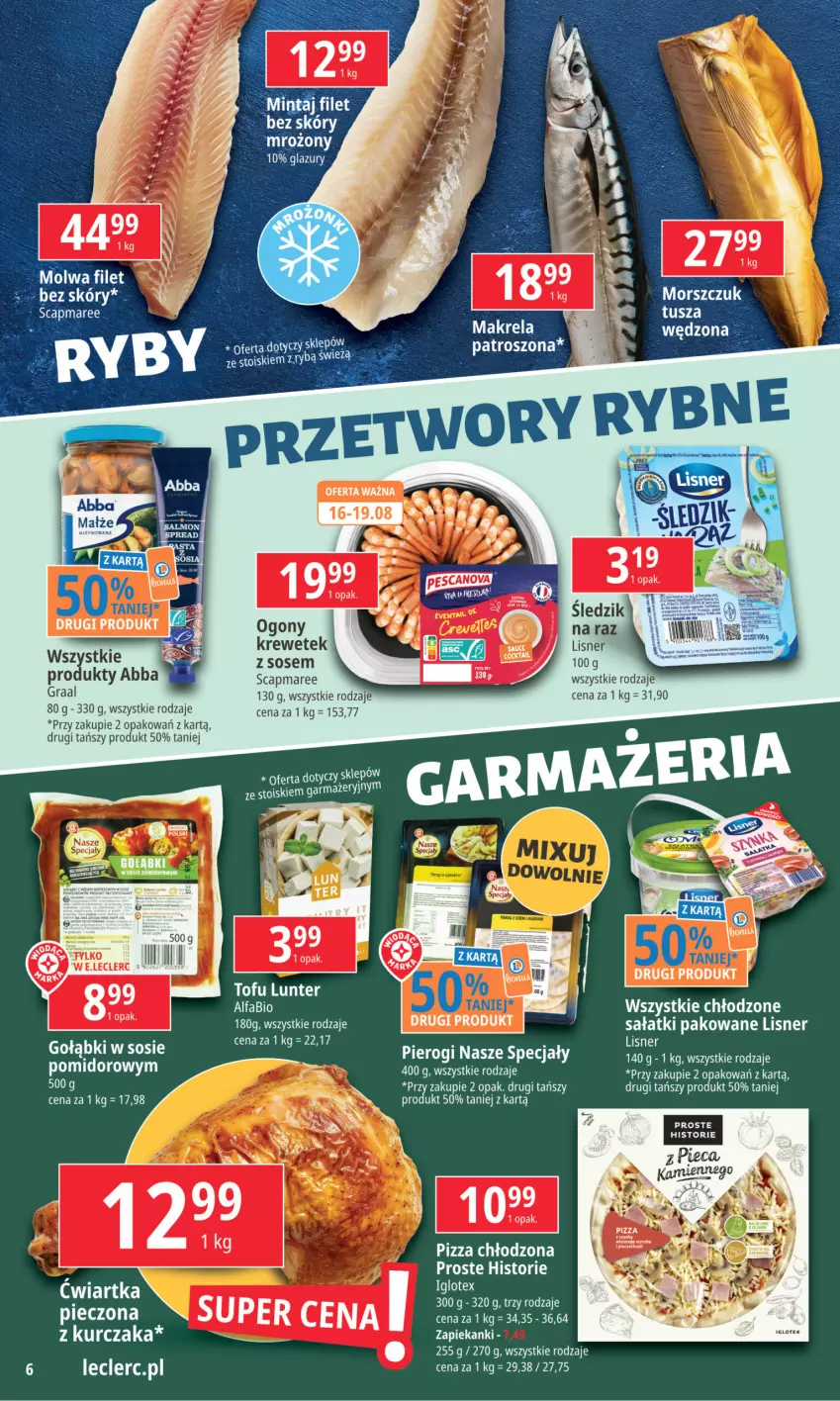 Gazetka promocyjna E Leclerc - ważna 08.08 do 19.08.2024 - strona 6 - produkty: Lisner, Pierogi, Sałat, Sos, Tofu