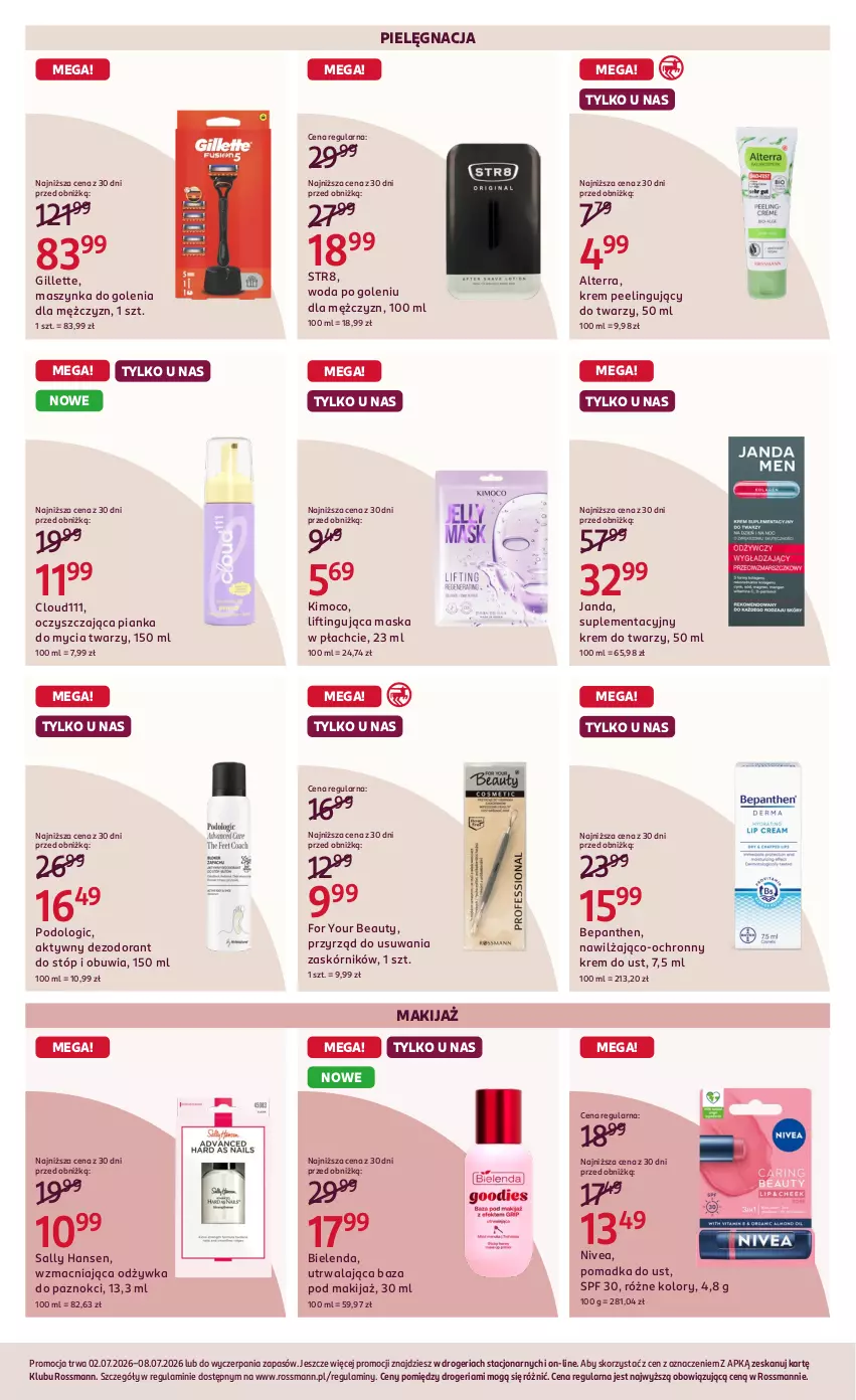 Gazetka promocyjna Rossmann - Gazetka promocyjna Rossmanna - ważna 02.07 do 08.07.2026 - strona 4 - produkty: Alterra, Bepanthen, Bielenda, Dezodorant, For Your Beauty, Gillette, Krem do twarzy, Makijaż, Maska, Maska w płachcie, Maszynka, Maszynka do golenia, Nivea, Ochronny krem, Odol, Odżywka, Peeling, Pianka do mycia twarzy, Sally Hansen, Str8, Szynka, Woda, Woda po goleniu