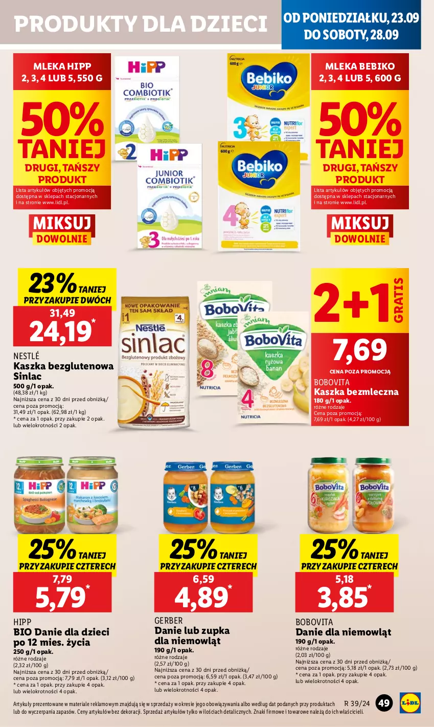 Gazetka promocyjna Lidl - GAZETKA - ważna 23.09 do 25.09.2024 - strona 55 - produkty: Bebiko, BoboVita, Danie dla dzieci, Dzieci, Gerber, Gra, HiPP, Nestlé, Sinlac