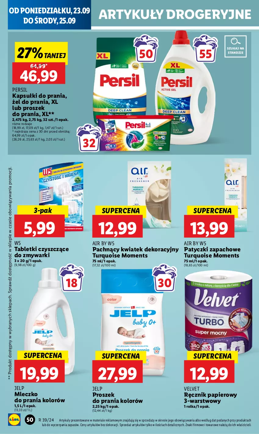 Gazetka promocyjna Lidl - GAZETKA - ważna 23.09 do 25.09.2024 - strona 56 - produkty: Kapsułki do prania, Mleczko, Mleczko do prania, Moments, Papier, Persil, Proszek do prania, Ręcznik, Tablet, Velvet, Zmywarki