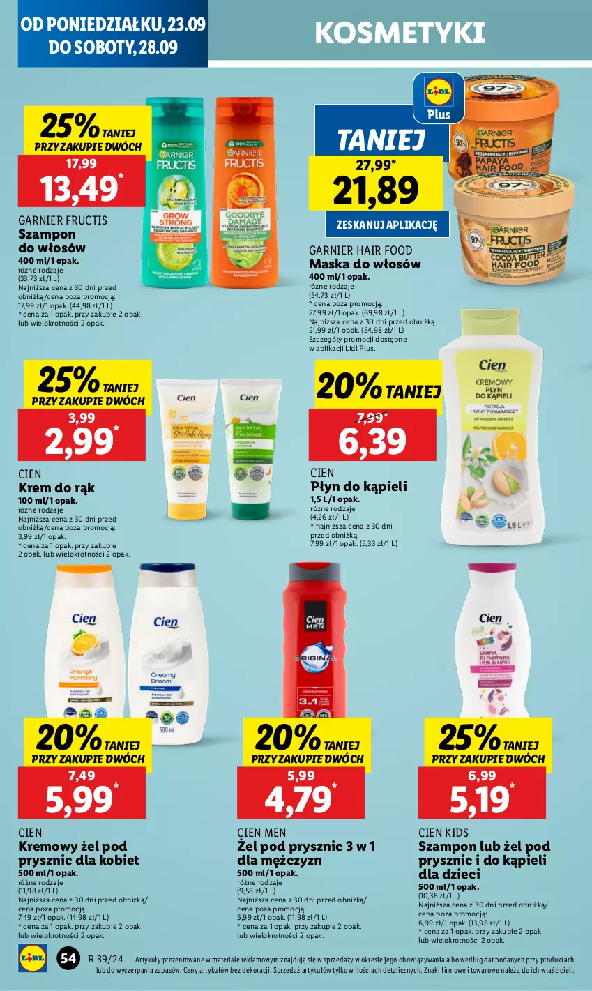 Gazetka promocyjna Lidl - GAZETKA - ważna 23.09 do 25.09.2024 - strona 60 - produkty: Dzieci, Fructis, Garnier, Krem do rąk, Maska, Maska do włosów, Płyn do kąpieli, Szampon