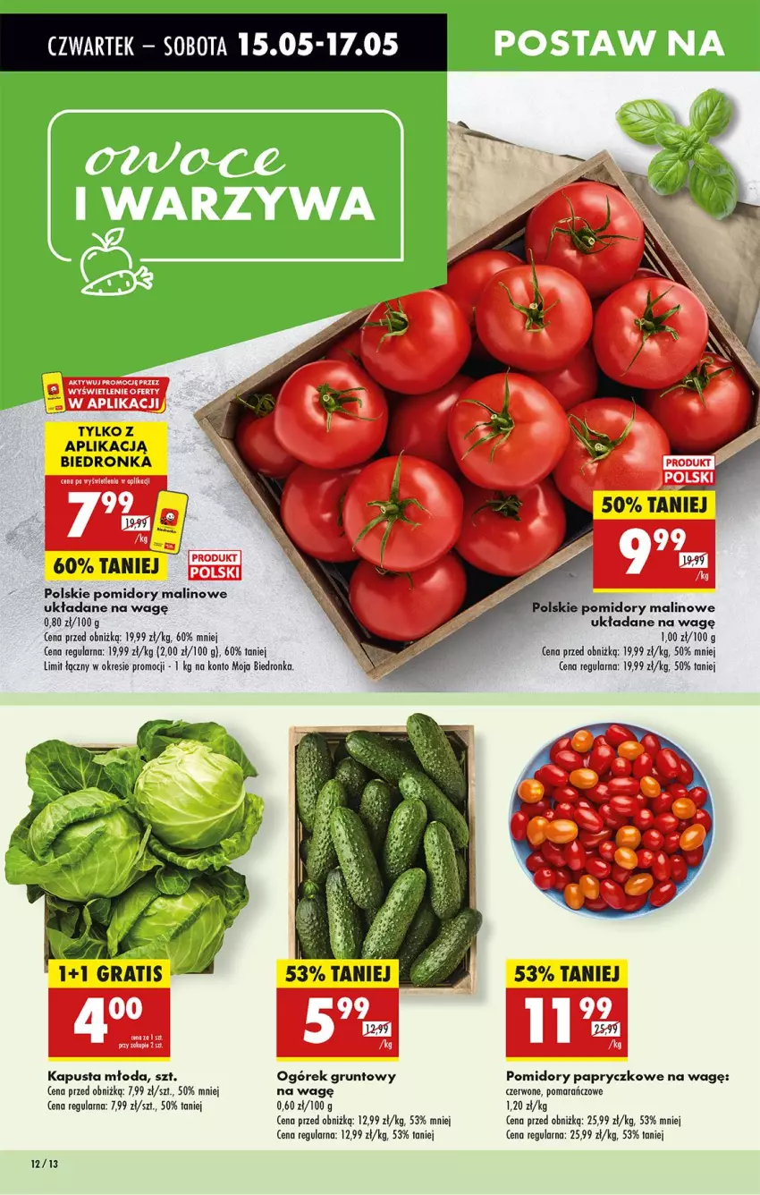 Gazetka promocyjna Biedronka - Od Czwartku - ważna 15.05 do 21.05.2025 - strona 14 - produkty: Grunt, Ogórek, Pomidory