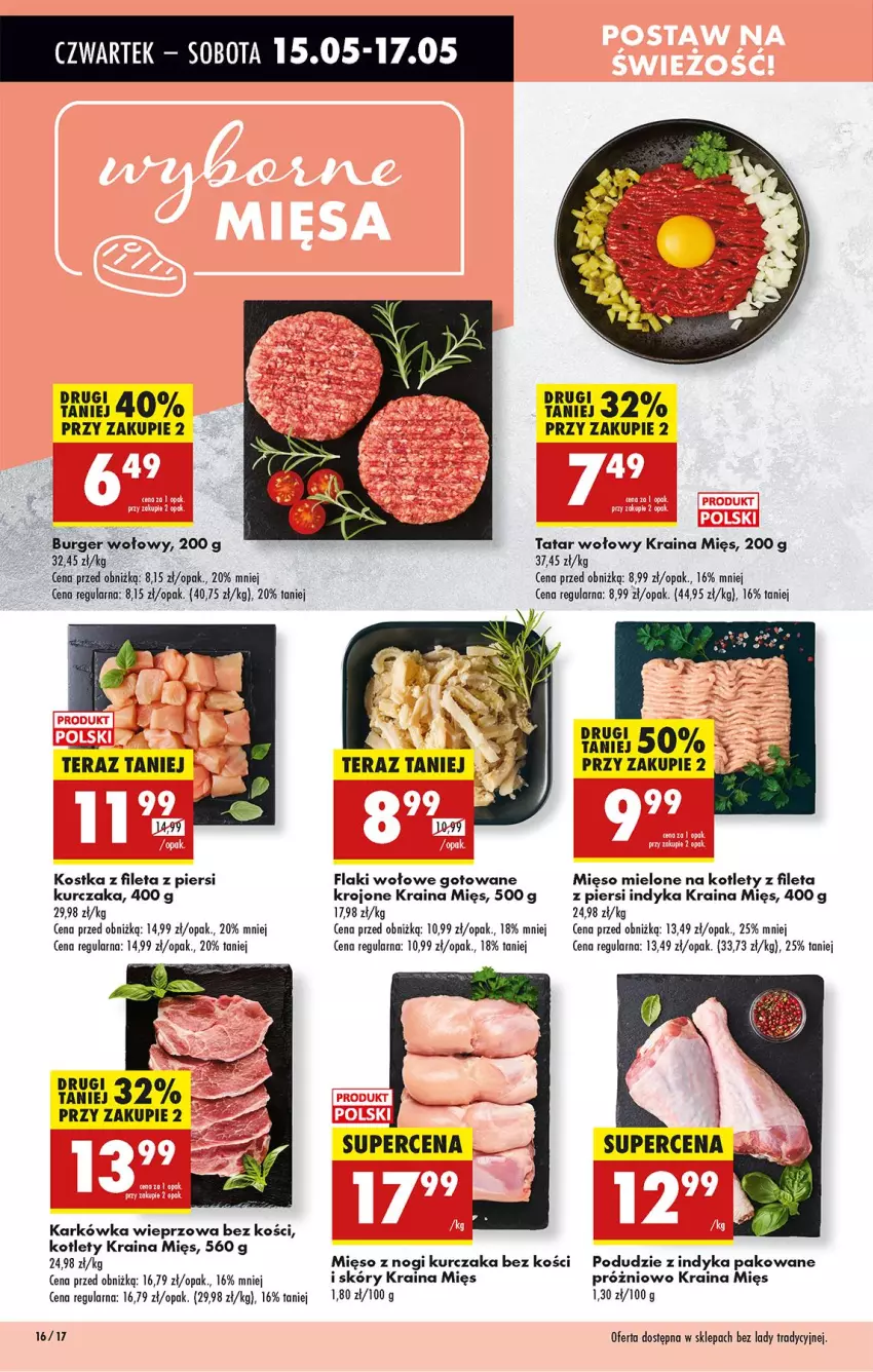 Gazetka promocyjna Biedronka - Od Czwartku - ważna 15.05 do 21.05.2025 - strona 20 - produkty: Burger, Flaki, Flaki wołowe, Karkówka wieprzowa, Kotlet, Kurczak, Mięso, Mięso mielone, Tatar wołowy, Tera