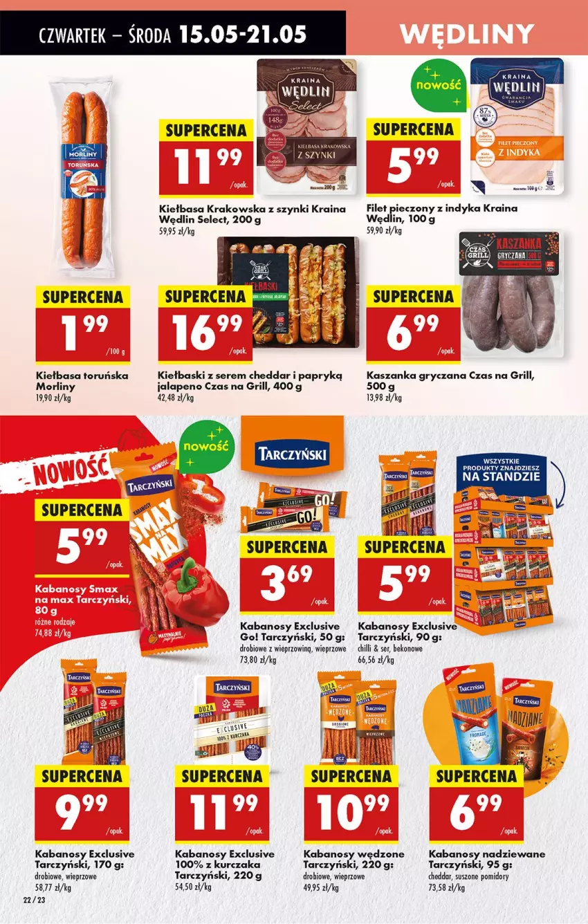 Gazetka promocyjna Biedronka - Od Czwartku - ważna 15.05 do 21.05.2025 - strona 28 - produkty: Beko, Cheddar, Fa, Grill, Gry, Kabanos, Kasza, Kaszanka, Kiełbasa, Kiełbasa krakowska, Kurczak, Morliny, Piec, Pomidory, Ser, Suszone pomidory, Tarczyński