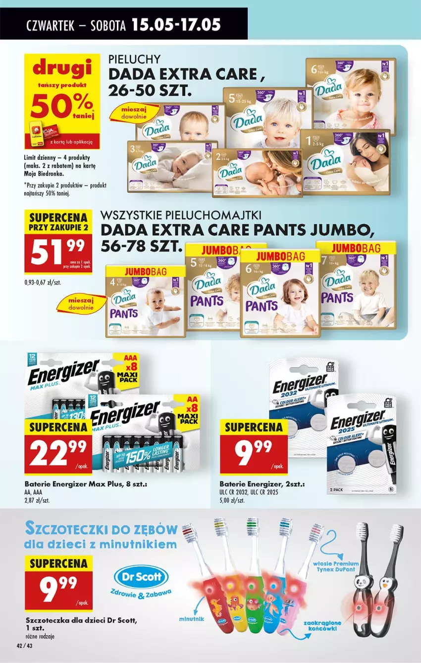 Gazetka promocyjna Biedronka - Od Czwartku - ważna 15.05 do 21.05.2025 - strona 58 - produkty: Dada, Dzieci, Energizer, Fa, Majtki, Pieluchomajtki, Pieluchy, Szczoteczka