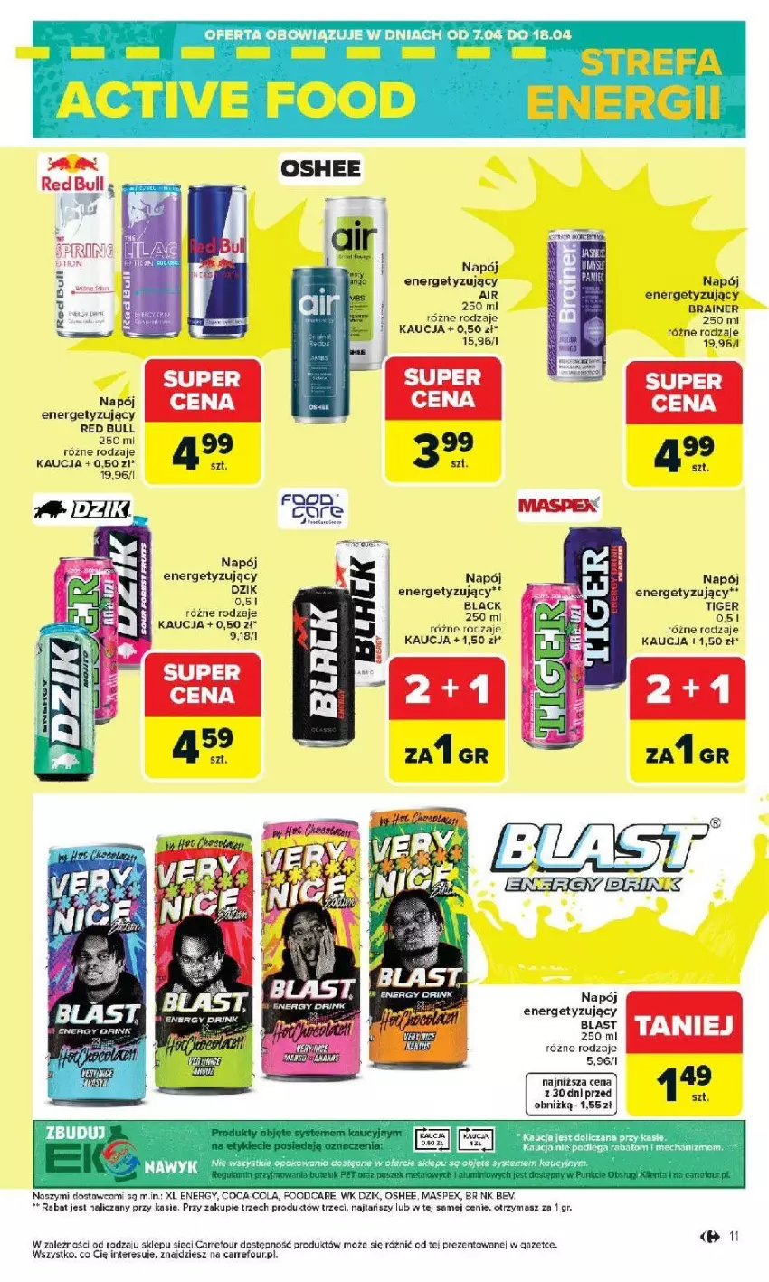Gazetka promocyjna Carrefour - Gazetka Carrefour, Market od poniedziałku! - ważna 07.04 do 11.04.2026 - strona 13 - produkty: Fa, Lack, Napój, Oshee, Red Bull, Tiger
