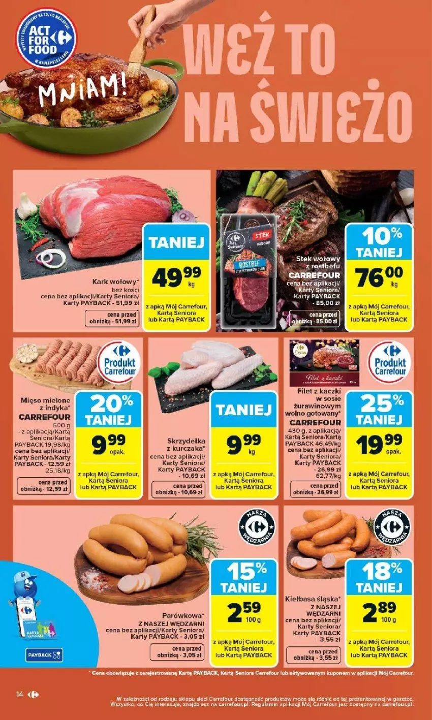 Gazetka promocyjna Carrefour - Gazetka Carrefour, Market od poniedziałku! - ważna 07.04 do 11.04.2026 - strona 16 - produkty: Kark wołowy, Kiełbasa, Kiełbasa śląska, Kurczak, Mięso, Mięso mielone, Sos