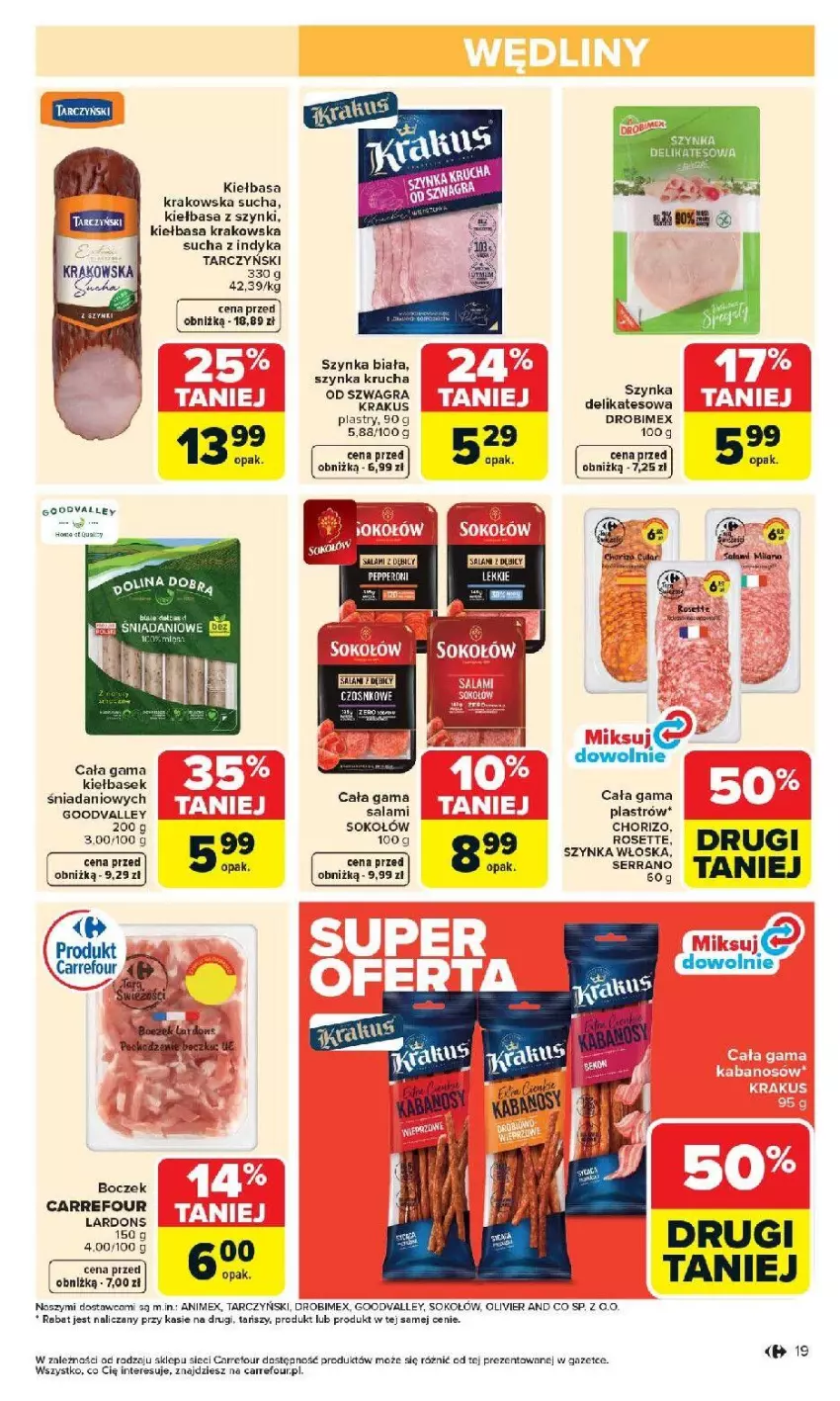 Gazetka promocyjna Carrefour - Gazetka Carrefour, Market od poniedziałku! - ważna 07.04 do 11.04.2026 - strona 21 - produkty: BIC, Boczek, Danio, Drobimex, Fa, Hama, Kask, Kiełbasa, Kiełbasa krakowska, Krakus, Mexx, Salami, Sok, Sokołów, Szynka, Szynka biała, Tarczyński