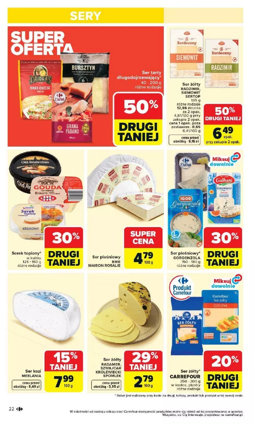 Gazetka promocyjna Carrefour - Gazetka Carrefour, Market od poniedziałku! - ważna 07.04 do 11.04.2026 - strona 24 - produkty: Fa, Gorgonzola, Radamer, Ser, Ser kozi, Ser pleśniowy, Serek, Top