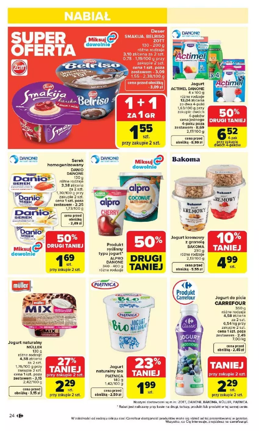 Gazetka promocyjna Carrefour - Gazetka Carrefour, Market od poniedziałku! - ważna 07.04 do 11.04.2026 - strona 26 - produkty: Actimel, Bakoma, Danio, Danone, Fa, Gra, Jogurt, Jogurt naturalny, Piątnica, Ser, Serek, Zott
