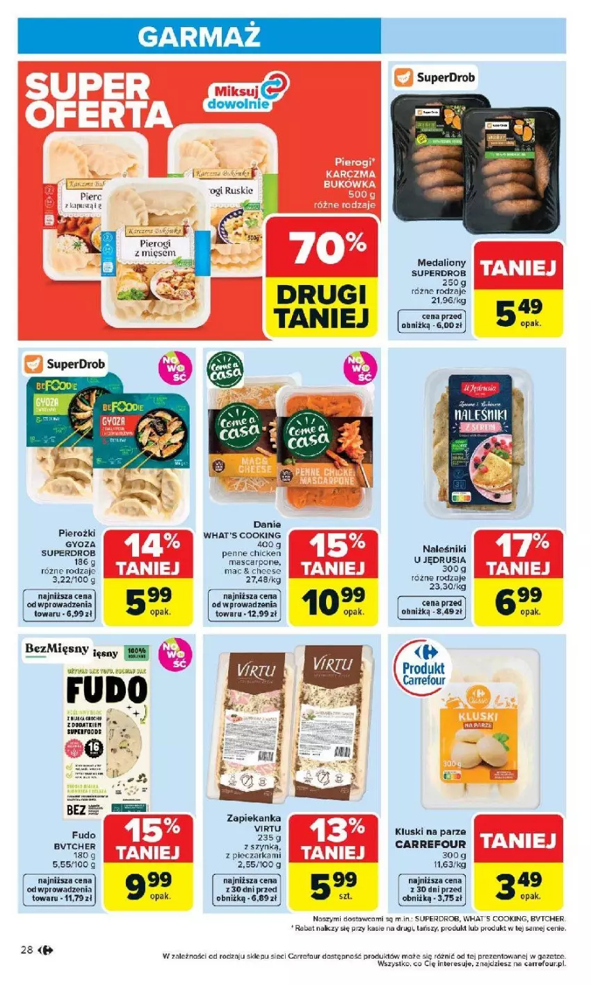Gazetka promocyjna Carrefour - Gazetka Carrefour, Market od poniedziałku! - ważna 07.04 do 11.04.2026 - strona 30 - produkty: Ba!, Duda, Fa, Groch, Kluski na parze, Lion, Mascarpone, Naleśniki, Penne, Piec, Pieczarka, Pierogi, Virtu, Zapiekanka