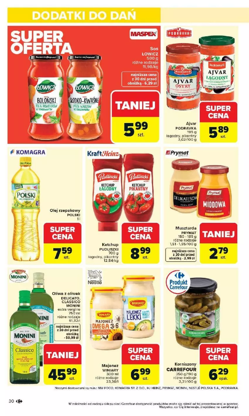 Gazetka promocyjna Carrefour - Gazetka Carrefour, Market od poniedziałku! - ważna 07.04 do 11.04.2026 - strona 32 - produkty: Fa, Gin, Gra, Heinz, Ketchup, Korniszony, Majonez, Monini, Mus, Musztarda, Oliwa, Oliwa z oliwek, Podravka, Por, Prymat, Pudliszki