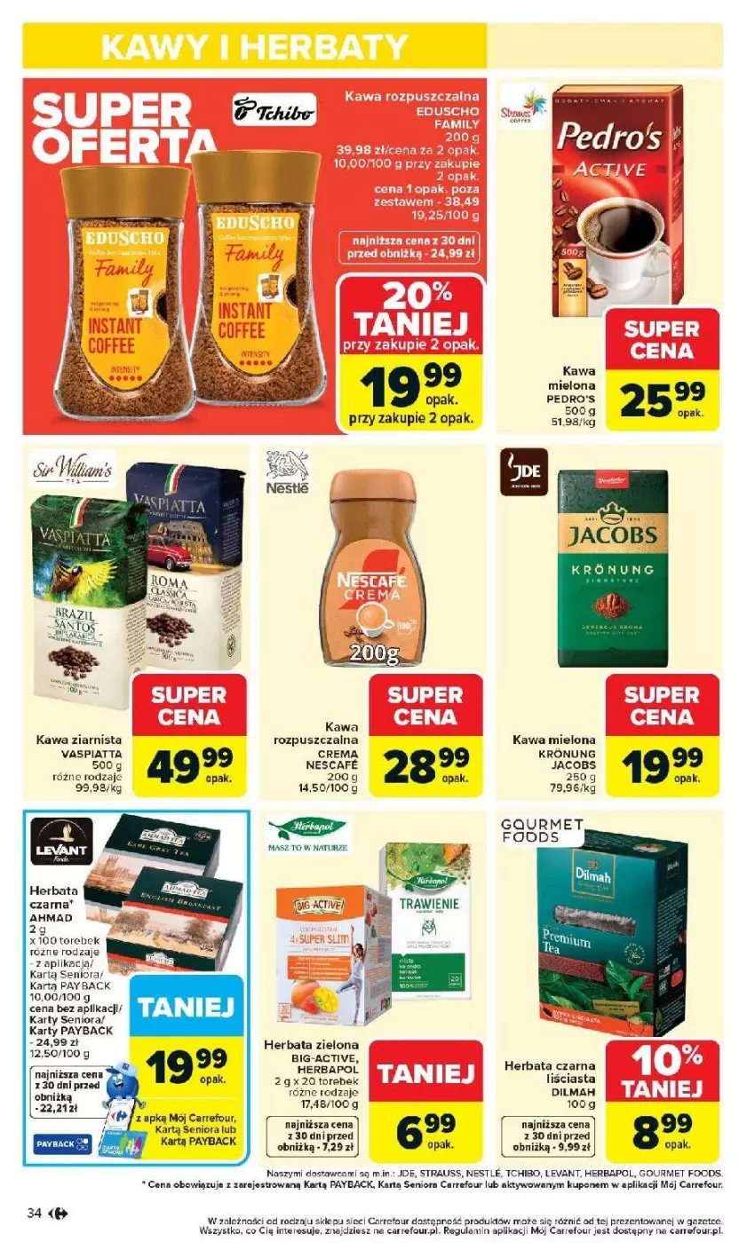 Gazetka promocyjna Carrefour - Gazetka Carrefour, Market od poniedziałku! - ważna 07.04 do 11.04.2026 - strona 36 - produkty: Dilmah, Herbata, Herbata czarna, Jacobs, Kawa, Kawa mielona, Kawa ziarnista, Sok, Tchibo