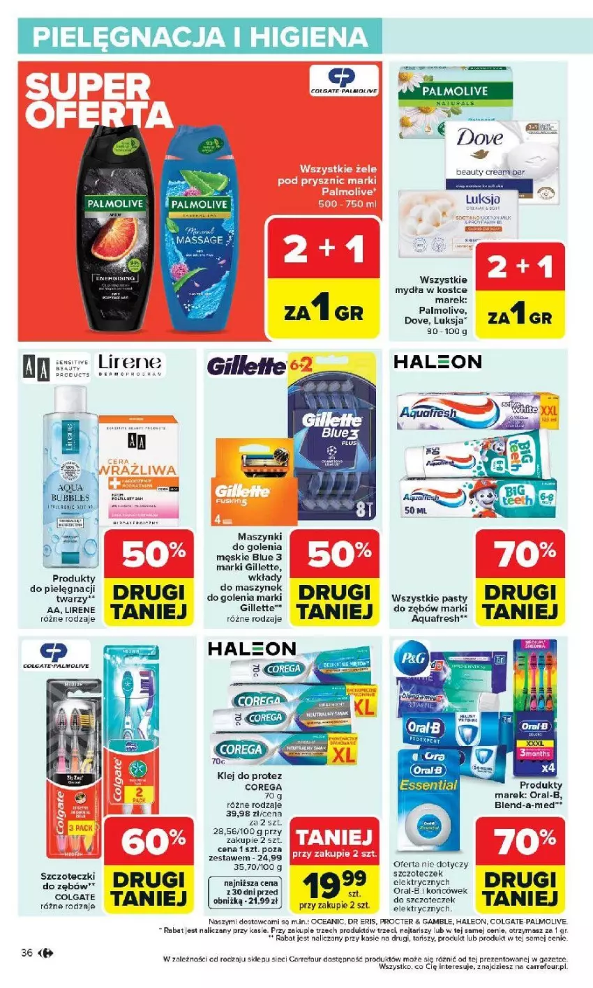 Gazetka promocyjna Carrefour - Gazetka Carrefour, Market od poniedziałku! - ważna 07.04 do 11.04.2026 - strona 38 - produkty: Colgate, Corega, Dove, Fa, Gillette, Klej, LG, Luksja, Palmolive