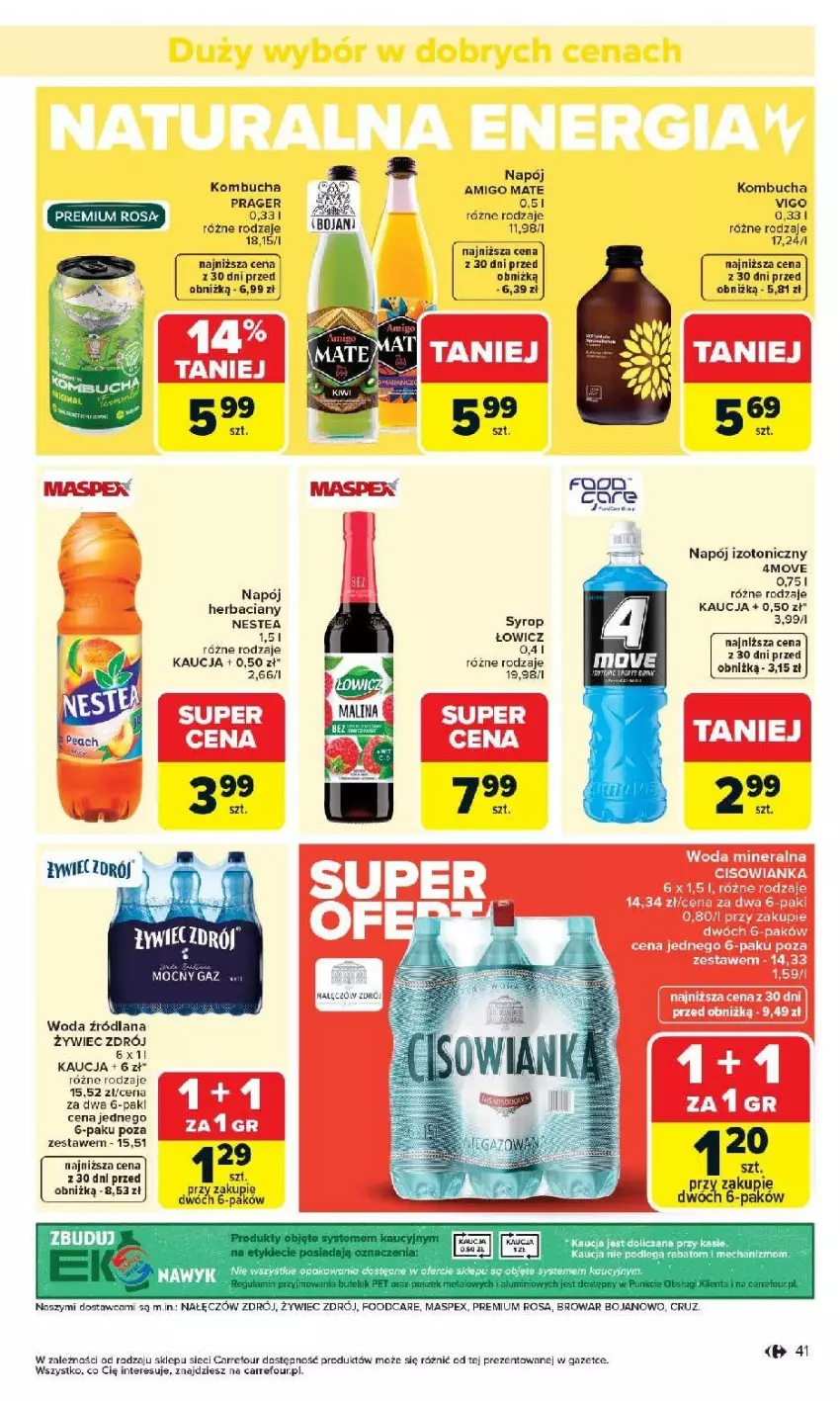 Gazetka promocyjna Carrefour - Gazetka Carrefour, Market od poniedziałku! - ważna 07.04 do 11.04.2026 - strona 43 - produkty: Cisowianka, LANA, Napój, Napój izotoniczny, Nestea, Syrop, Woda, Woda mineralna