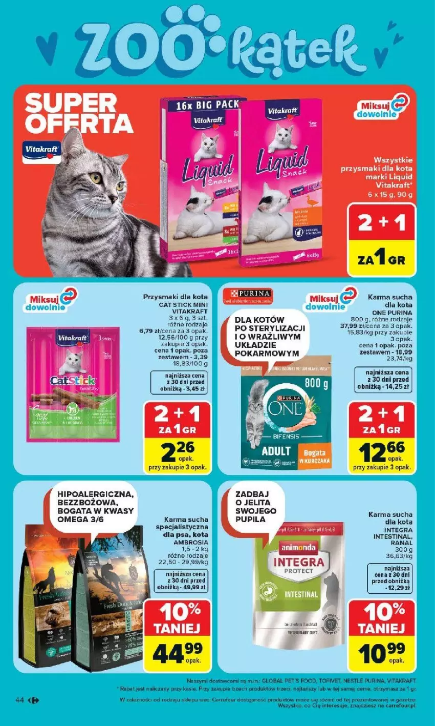 Gazetka promocyjna Carrefour - Gazetka Carrefour, Market od poniedziałku! - ważna 07.04 do 11.04.2026 - strona 46 - produkty: Animonda, Chia, Gra, Przysmaki, Pur, Purina, Vitakraft