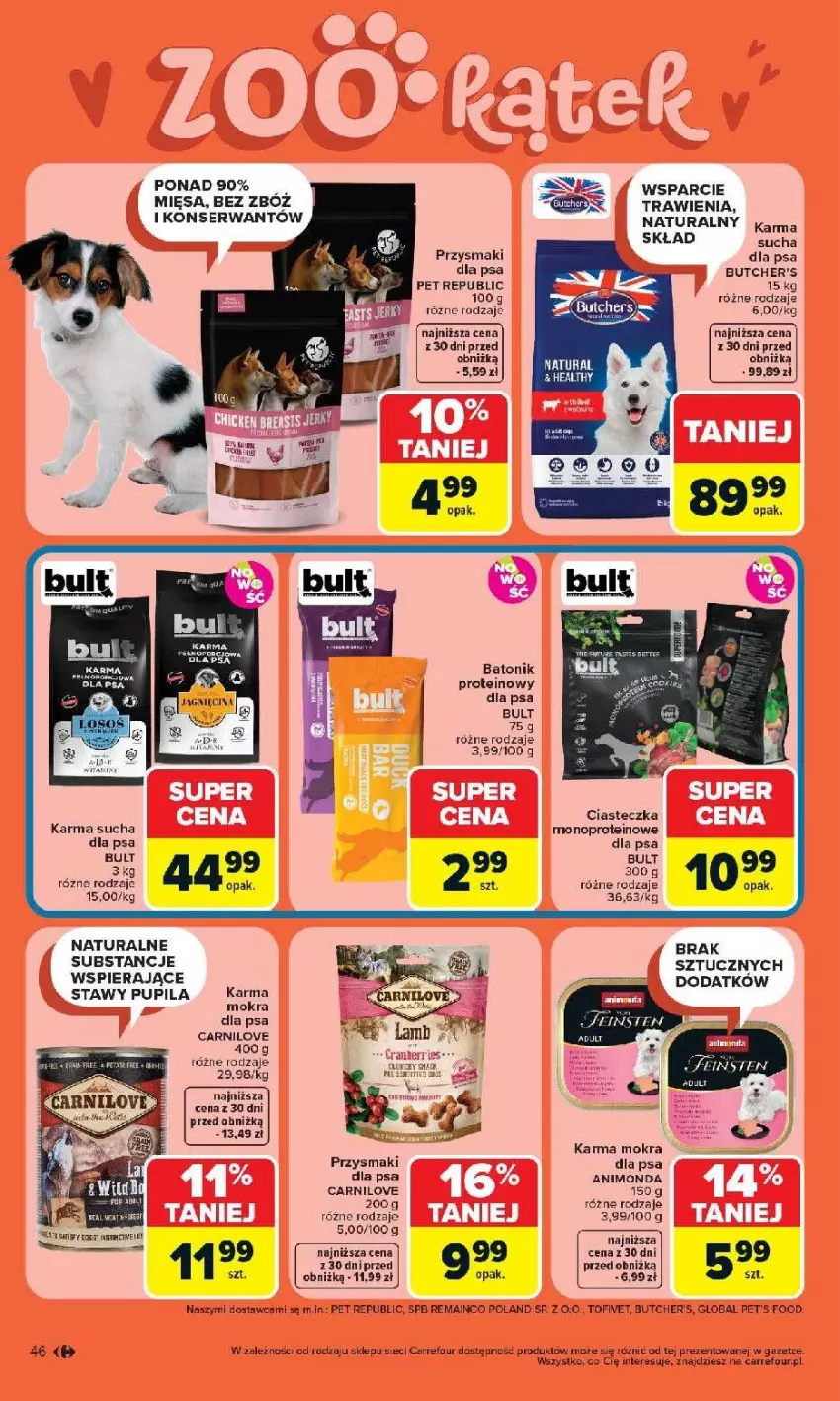 Gazetka promocyjna Carrefour - Gazetka Carrefour, Market od poniedziałku! - ważna 07.04 do 11.04.2026 - strona 48 - produkty: Animonda, Baton, Butcher's, Gin, Por, Przysmaki, Ser, Tonik