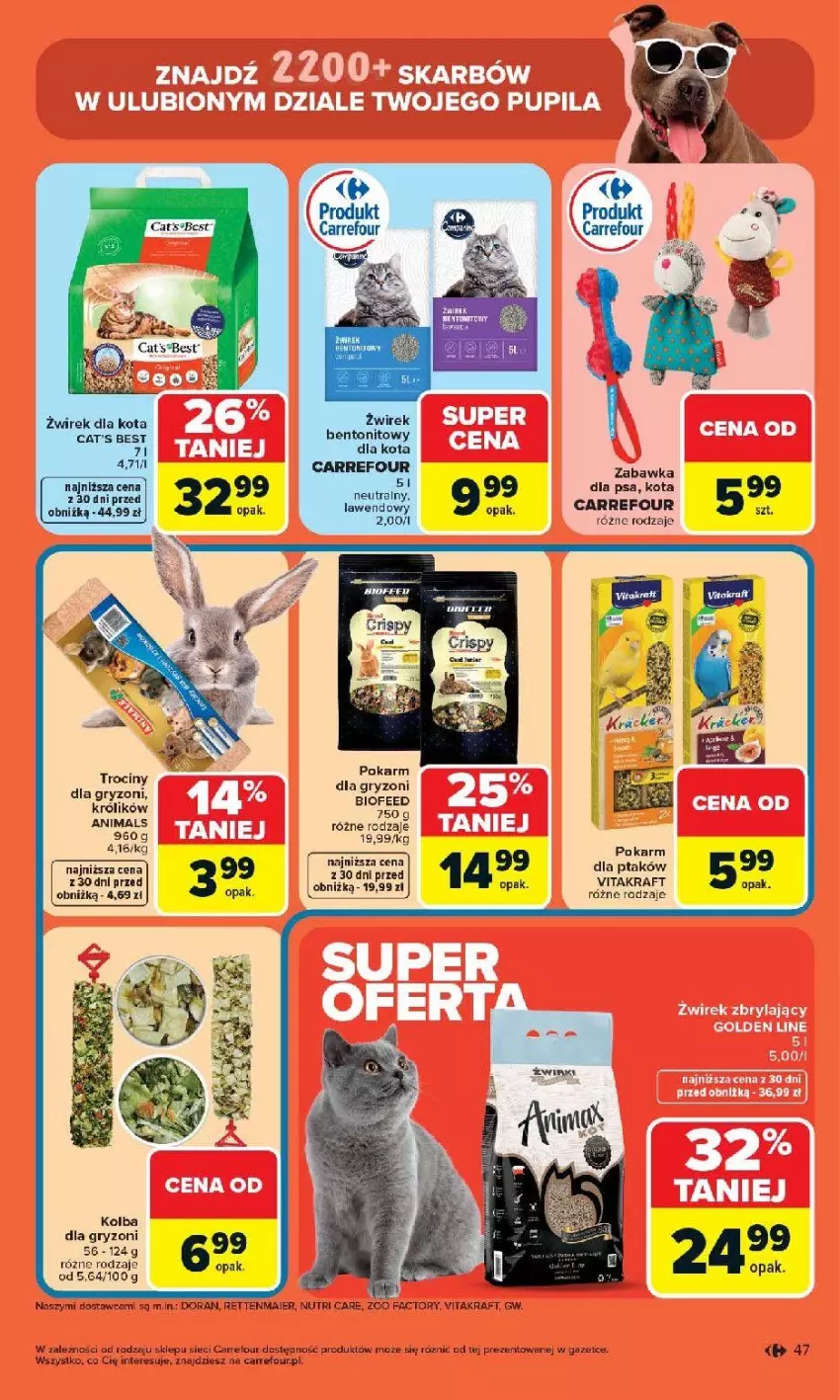 Gazetka promocyjna Carrefour - Gazetka Carrefour, Market od poniedziałku! - ważna 07.04 do 11.04.2026 - strona 49 - produkty: Fa, Gry, Królik, Pokarm dla gryzoni, Vitakraft, Zabawka