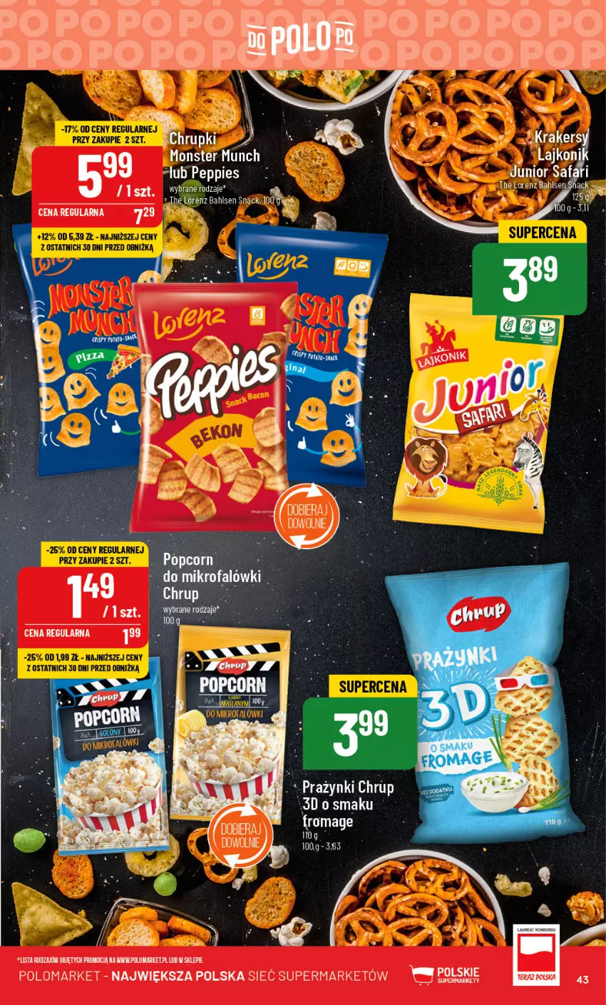 Gazetka promocyjna PoloMarket - Gazetka pomocyjna - ważna 23.08 do 29.08.2023 - strona 43 - produkty: Chrupki, Monster Munch, Por