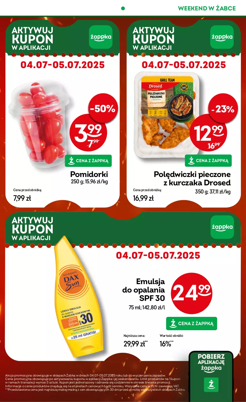 Gazetka promocyjna Żabka - ważna 02.07 do 15.07.2025 - strona 23 - produkty: Emulsja, Kurczak, Piec, Pomidorki, Rama, Tran